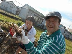 生徒さんと一緒に芋ほり